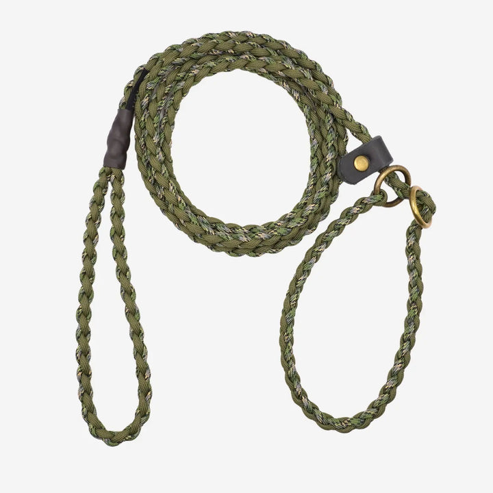 Junies flätat retrieverkoppel 200 x 0,8 cm green army patterned #color_green-army-patterned