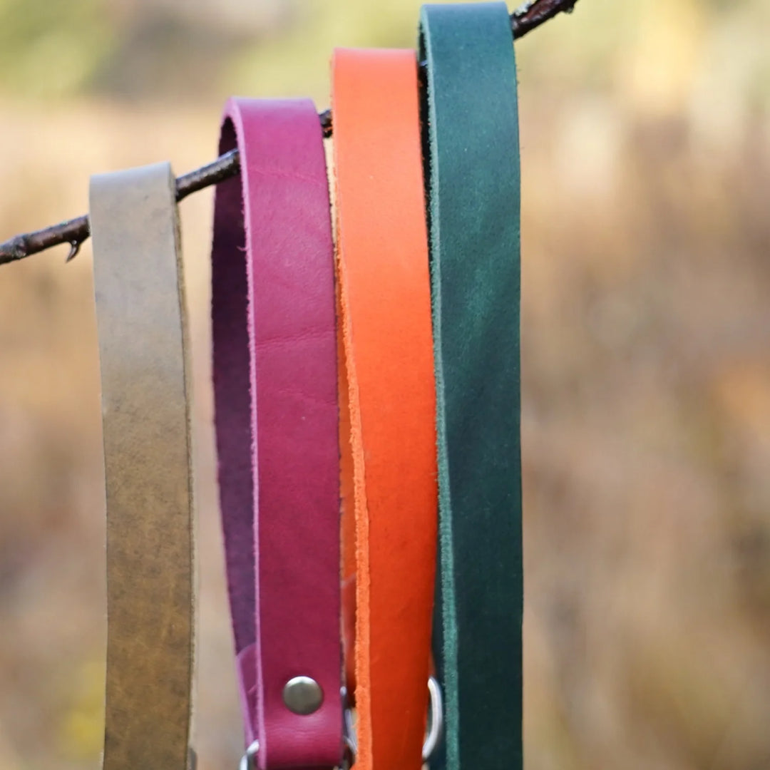 Miljöbild junies läderhalsband halvstryp alla färger #color_olive