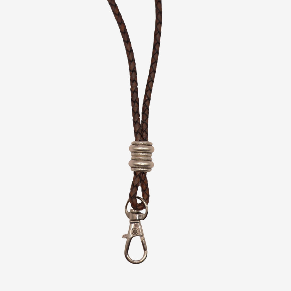 Junies flätat visselpipsband brunt läder #color_brown