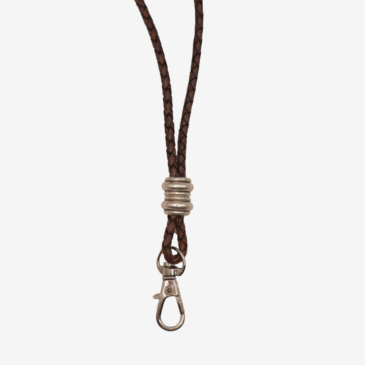 Junies flätat visselpipsband brunt läder #color_brown