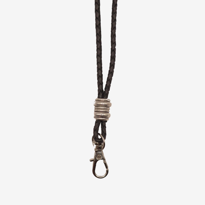 Junies flätat visselpipsband svart läder #color_black