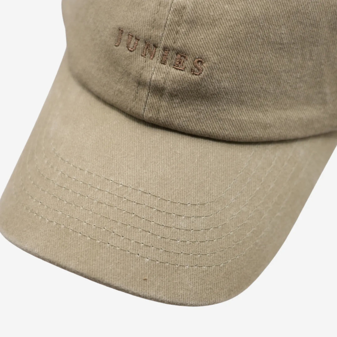 Junies keps stone wash beige närbild #color_beige