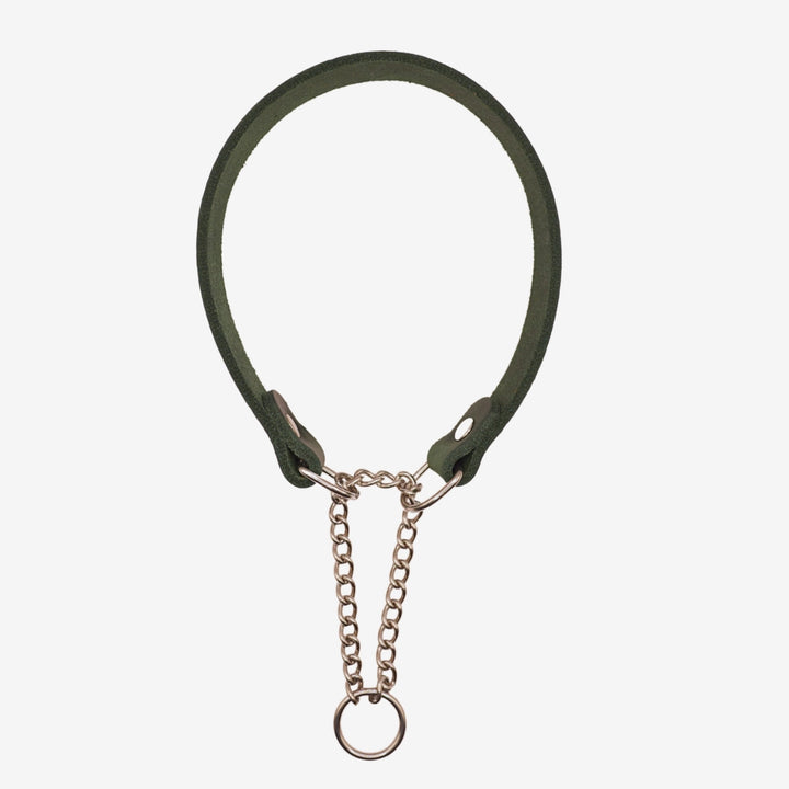 Junies läderhalsband halvstryp dark green #color_dark-green