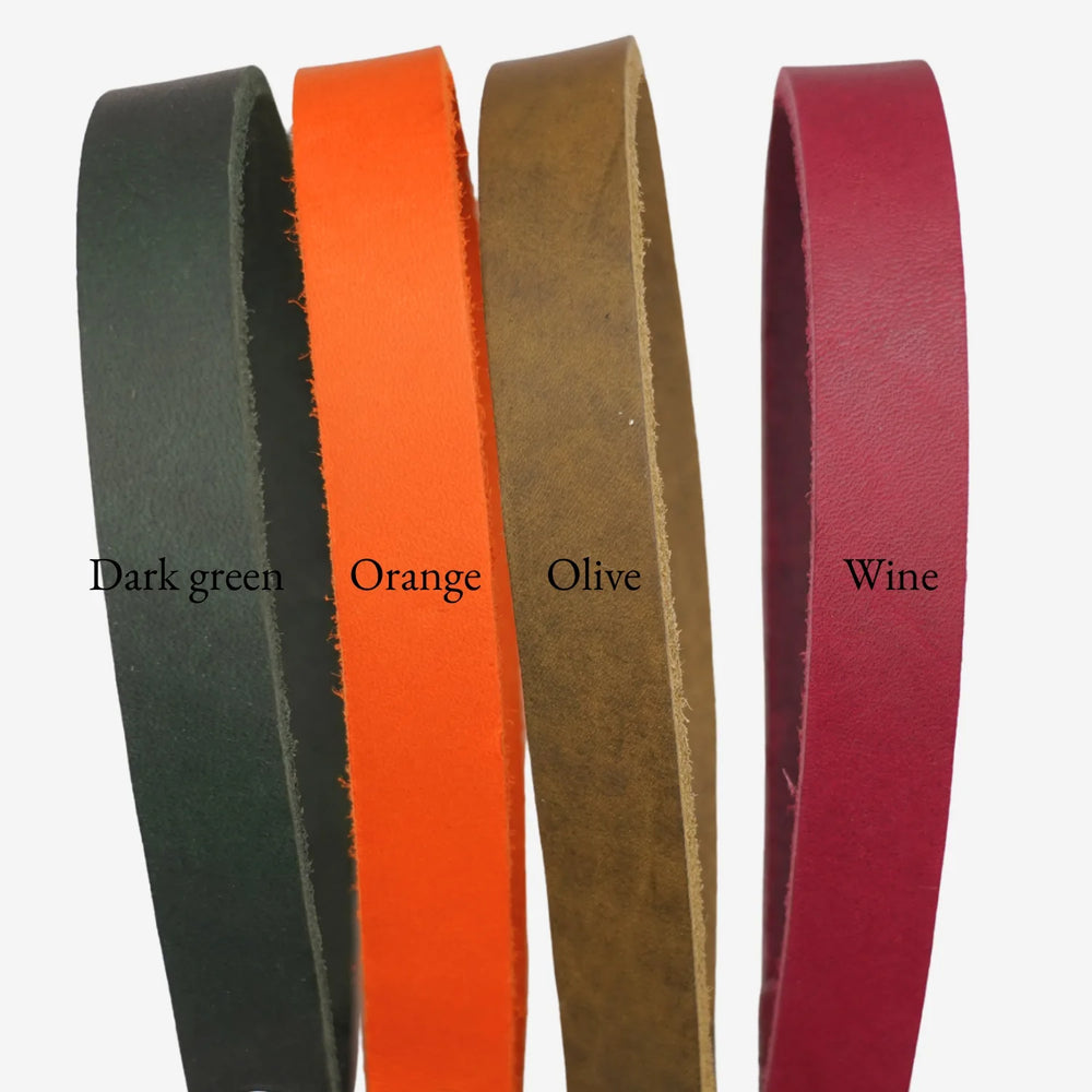 Junies läderhalsband halvstryp färgskala #color_olive