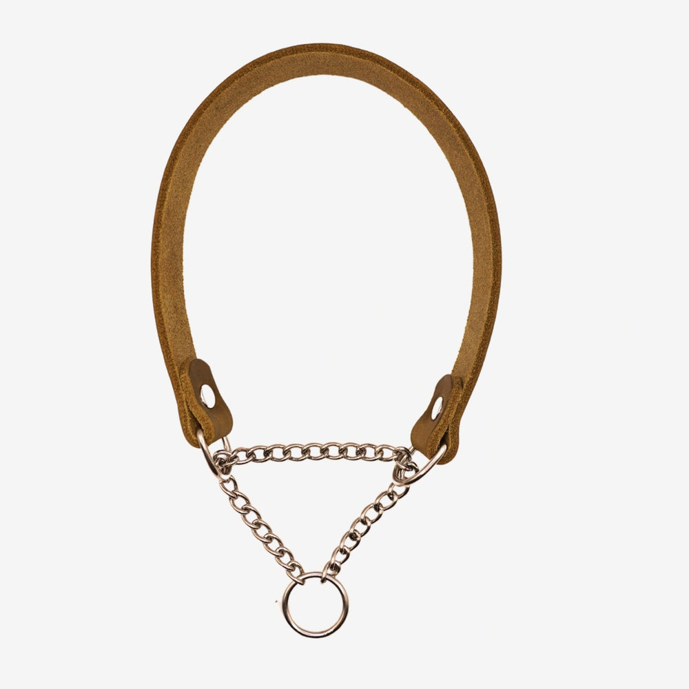 Junies läderhalsband halvstryp olive #color_olive