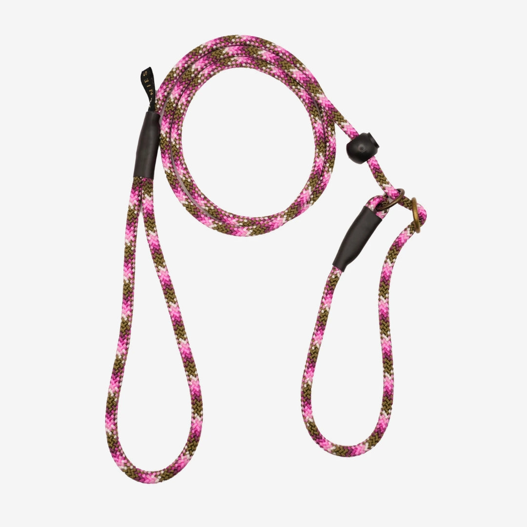 Junies retrieverkoppel 140 x 0,6 cm pink patterned med dubbla stopp #color_pink-green-patterned