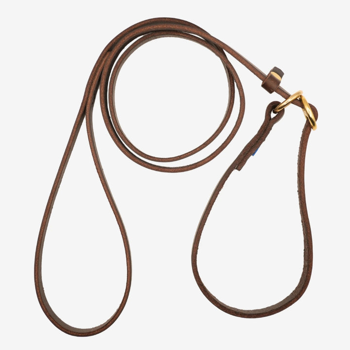 Junies retriverkoppel läder 140 cm - Svenskt vegetabiliskt garvat läder. #color_brown