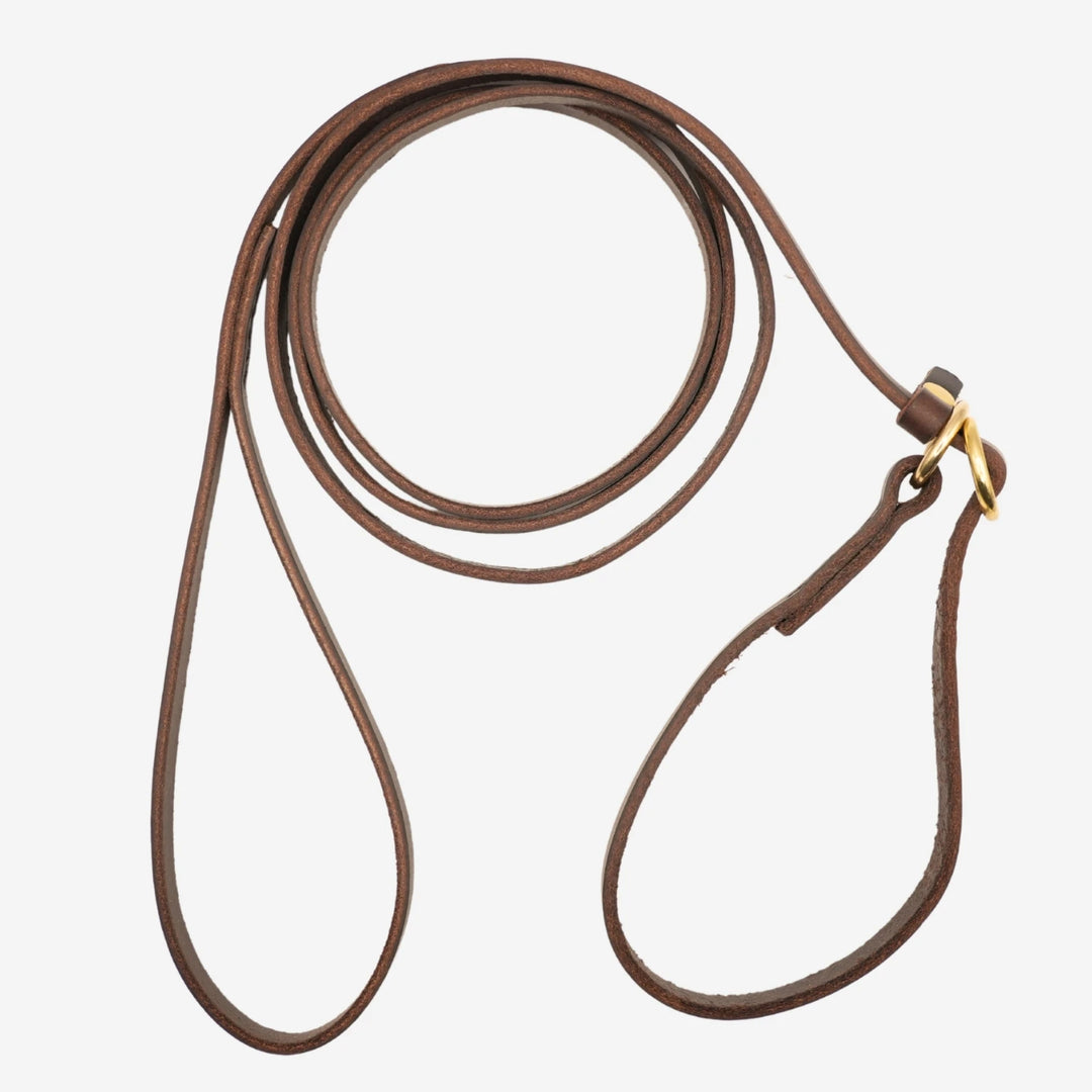 Junies retriverkoppel läder 200 cm - Svenskt vegetabiliskt garvat läder. #color_brown