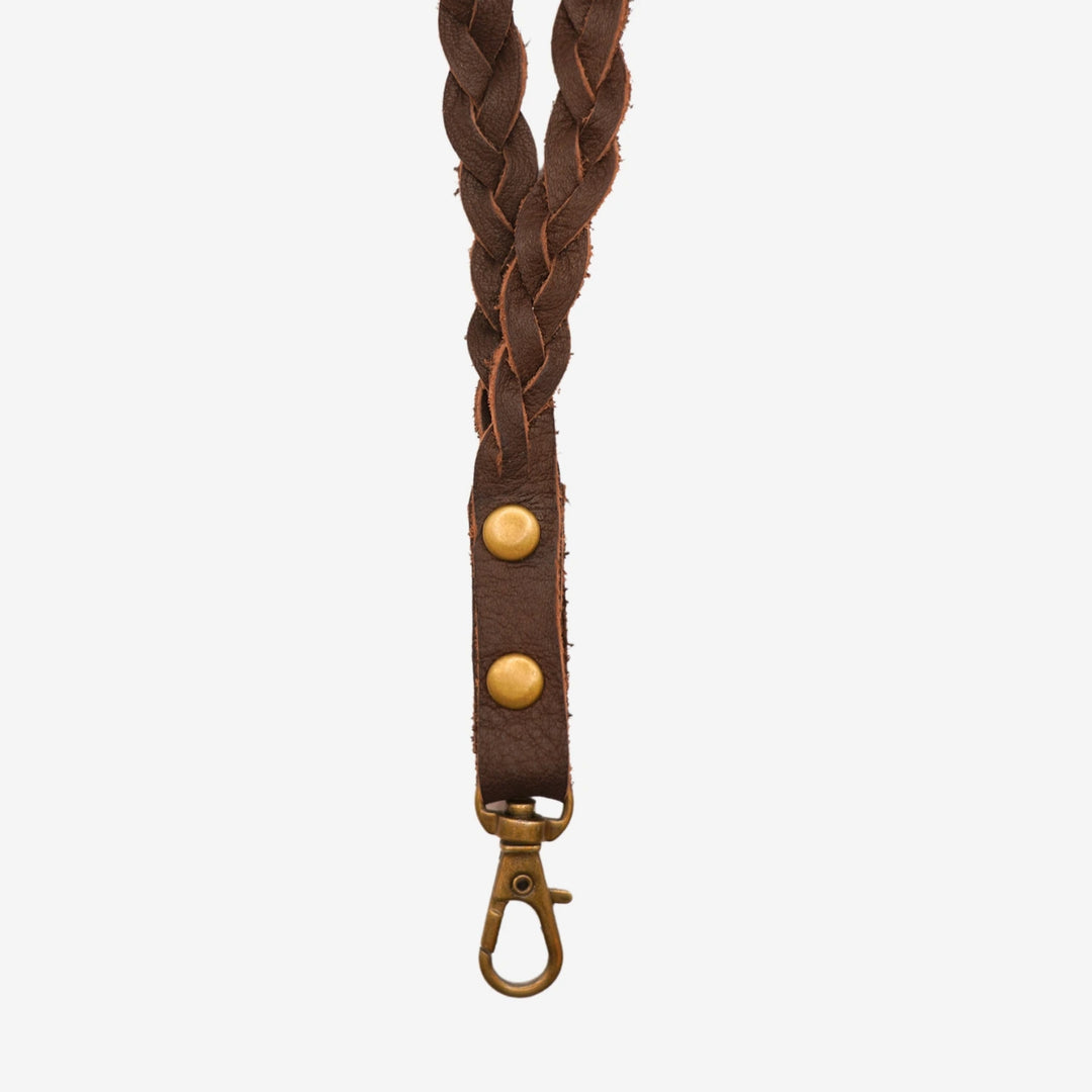 Junies visselpipsband med fläta brun närbild #color_brown