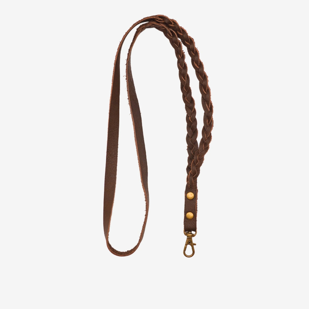 Junies visselpipsband med fläta läder brun #color_brown