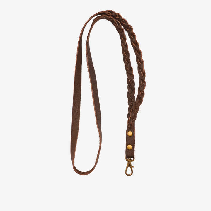 Junies visselpipsband med fläta läder brun #color_brown
