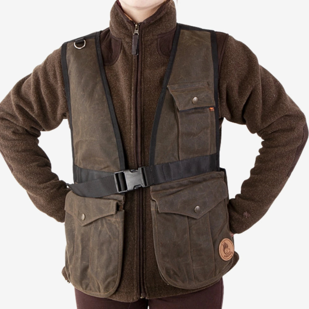 Tjej med Firedog vaxad dummyväst brun 